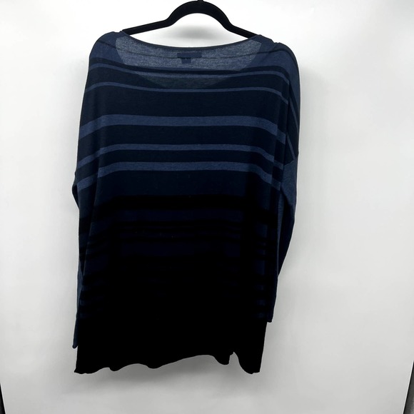 Vince Womens Sweater L Merino Wool Stripe Long Sleeve Boat Neck Navy Black - Picture 4 of 6